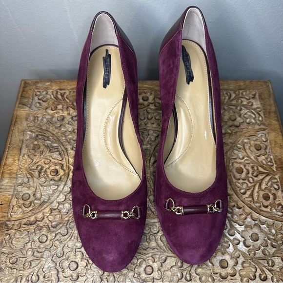 Talbots Women’s Ellery Burgundy Suede Bit Block Heel Pumps Sz 10.5 - Picture 5 of 8
